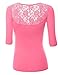 Women 3/4 Sleeve Lace Detail Jersey Henley Top