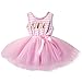 NNJXD Girl Shinny Stripe Baby Girl Sleeveless Printed Tutu Birthday Dress Size (80) 1 Years Pink(Sleeveless)