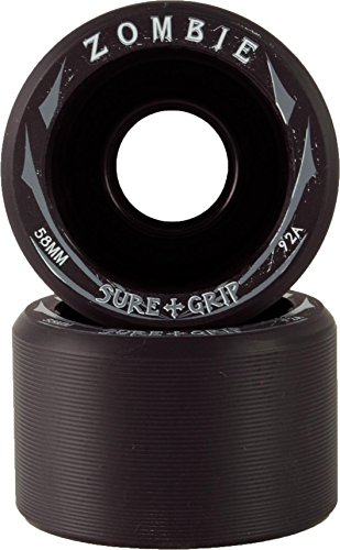 New! Sure Grip Zombie Quad Indoor Speed Skate Roller Derby Wheels - 8 Pack! (Black (92A), Mid (62mm x 38mm))