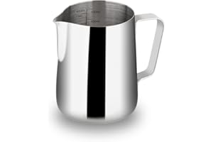 watchget Milk Frothing Pitcher 350ml/600ml/900ml/1500ml (12oz/20oz/32oz/52oz) - Stainless Steel Espresso Steaming Pitcher for Cappuccino, Latte Art, Milk Jug Coffee Frother Cup, Silver