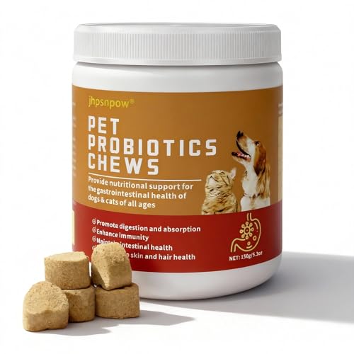Probiotics for Dogs, Dog Probiotic Chewable Tablets, Digestive Enzymes & Prebiotics Regulate Gut Health, Improve Digestion & Immunity, Reduce Itching & Allergies, Cat Probiotics Chicken Flavor, 5.3Oz