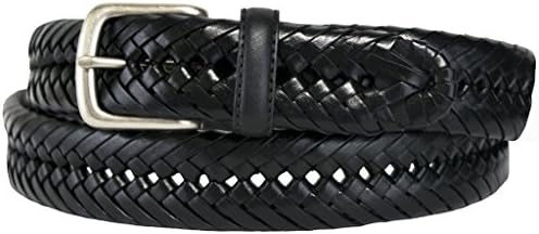 Giorgio Giovani Men's Big and Tall Leather Braided Belt (58 Waist, Black)