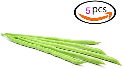 Pack of 5 Green Long Bean Artificial Lifelike Simulation PU Artificial Vegetables Fake Vegetable Home Kitchen Cabinet Decoration (5, Long Bean)