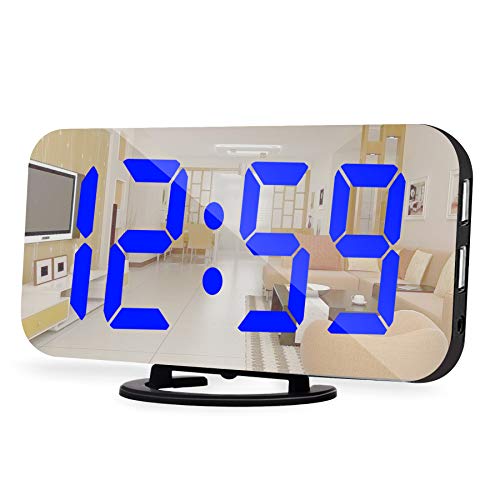 Ygdigital Digital Alarm Clocks,6.5 Inch Large Display LED Mirror