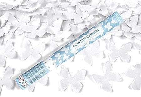 2x White Butterflies Confetti Cannon, Party Popper, Wedding , Birthday (60cm)