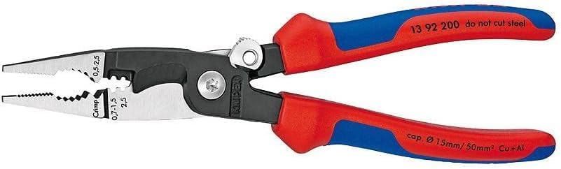 KNIPEX Pliers for Electrical Installation Self-Service Card with Multi-Component Handles 200 mm, 13 92 200 SB
