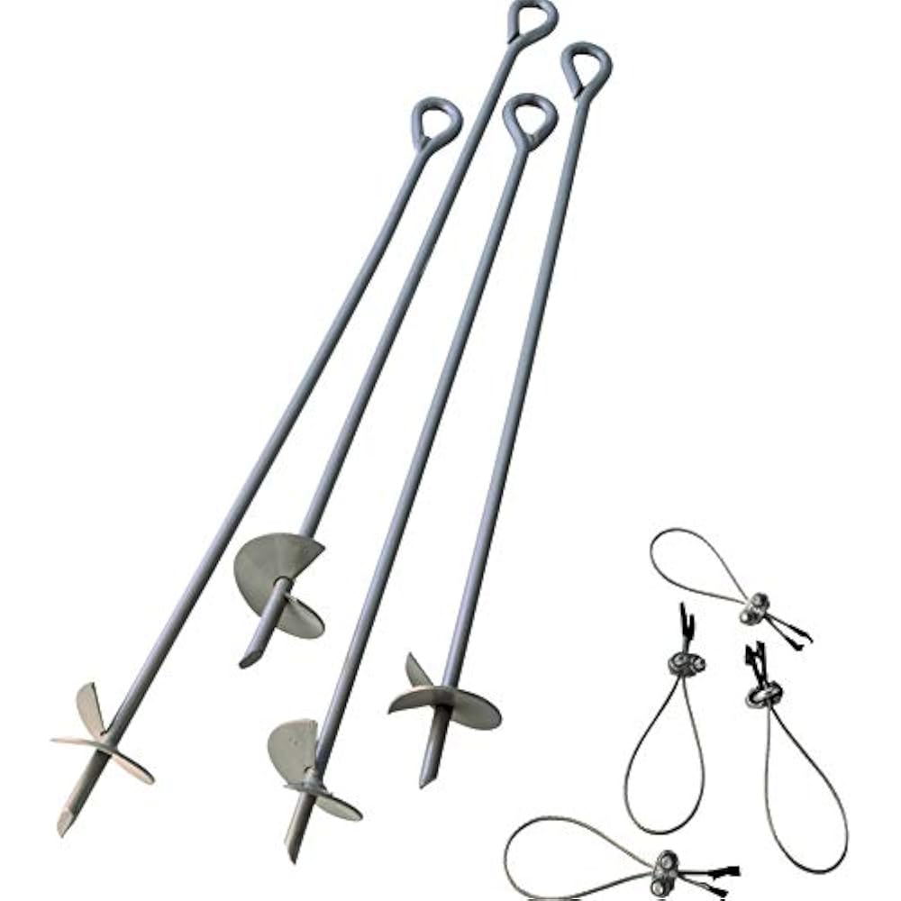 ShelterAuger 4Piece 30Inch Reusable Heavy Duty Steel Earth Anchor Kit