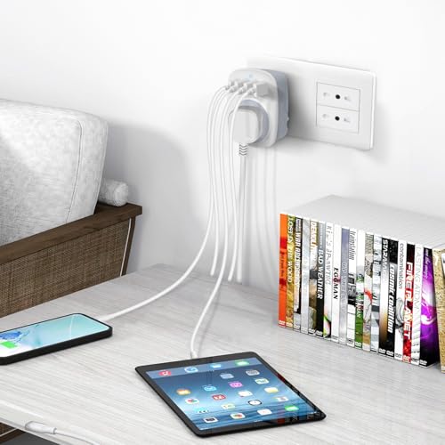 UK to Italy Plug Adapter,SHUOMAO UK to Italy Travel Adapter with 4 USB(17W USB C Charger),Converter Power Adapter for Italian Chile Ethiopia Libya Syria Tunisia Uruguay(Type L)