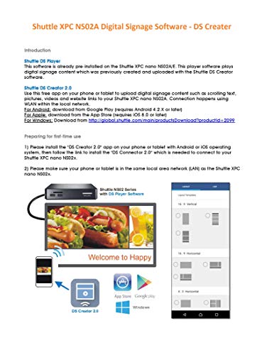 Shuttle XPC Nano NS02A Digital Signage Solution with Pre-Installed Digital Signage Software - DS Creator, 2GB DDR3L RAM, 16GB eMMC Storage, Android 8.1 - Thumbnail 2