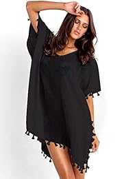 Bañador de gasa para dama con borlas traslúcidas