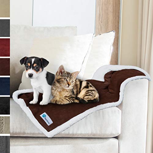 PetAmi Dog Blanket for Small Dogs | Pet Throw Sherpa Blanket for Cats, Puppy, Kitten | Soft Fleece Throw for Small Medium Dog– 30 x 40 Inches (Brown)