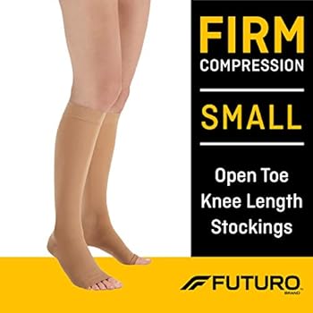 Futuro Open Toe Stocking, Unisex, Firm Compression, Small, Beige, Helps Relieve Chronic Leg Conditions and Swelling