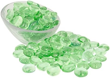 Lime Glass Gems 5 Lbs. — FILLS 1 ½ Quarts Vol. —Non-Toxic Lead Free Vase Filler, Table Scatter, Aquarium Filler — Beautiful, Smooth, Fun, Vibrant Colors Crafted in the USA