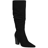 PiePieBuy Womens Faux Suede Knee High Boots Pointed Toe High Chunky Heel Side Zipper Party Dress Booties
