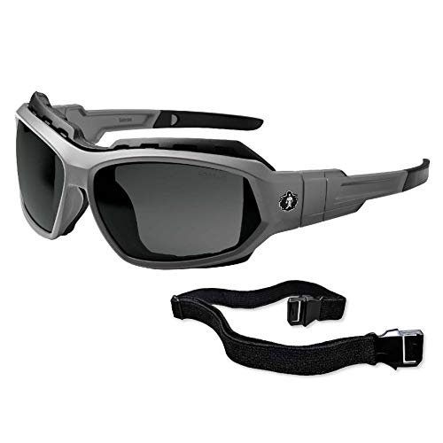 Ergodyne Skullerz Loki Convertible Polarized Safety Sunglasses, Smoke Lens-Includes Gasket and Strap to Convert to Goggle