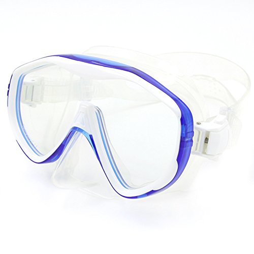 Luerme Swim Goggles Diving Mask Scuba Diving Free Diving Snorkeling Mask Adults Flexible Silicone Tempered Glass Lens PC Frame Face Plates Underwater Sports Diving Goggles Accessories (Dark Blue) - Thumbnail 2