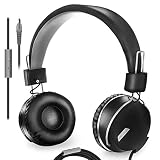 Sonitum On Ear Headphones with Microphone Headset for Computer Tablet Ipad Smartphone Comfortable Foldable Adjustable fit, with Swival Cups, Stereo bass with Tangle Free 1.5m Cord with 3.5mm Jack