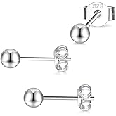 Adabele Real Sterling Silver 14K Gold Filled 3mm to 8mm Round Ball Stud Earrings Hypoallergenic Nickel Free Cute Dot Ear Studs Womem Fine Jewelry