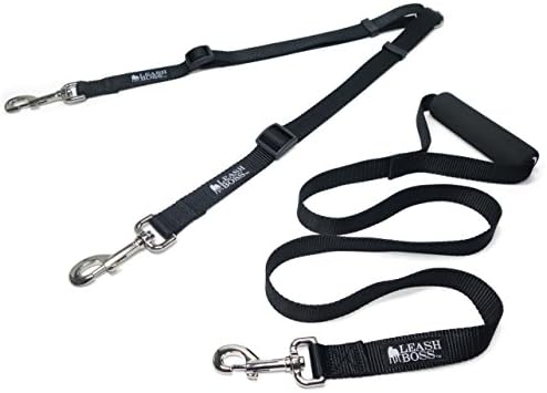 Leashboss Double Up - Two Dog Leash Coupler + 4 Foot Dog Leash with Padded Handle for Large Dogs