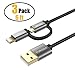 USB Type C Cable, Puridea 6Ft USB C 2 in 1 Cable [ Micro USB & Type C ] Fast Charger Cord Type A to C Wire for Samsung Galaxy S9,Note 8,S8 Plus,LG V30 V20 G6 G5,Google Pixel,Nexus 6P 5X,Moto Z (Black)