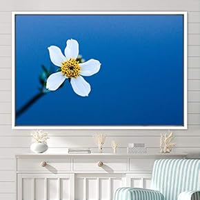 signwin Framed Canvas Wall Art White Flower Portrait...