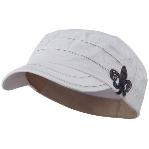 Checkered Flower Army Cap - White OSFM