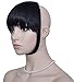 Diforbeauty Short Flat Two Side Hair Clips in Hair Bangs Fringe Hair Extensions Piece (1B# Off Black)
