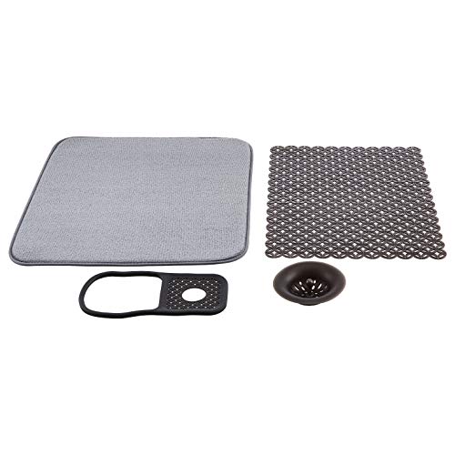 AmazonBasics Sink Set Bundle, with Drying Mat, Drain Stopper, Sink Liner and Sink Caddy - Thumbnail 6