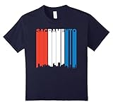 Retro Red White And Blue Sacramento California Skyline Shirt