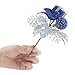 Factory Direct Craft Set of 12 Royal Blue and Silver Christmas Floral Picks for Indoor Decor