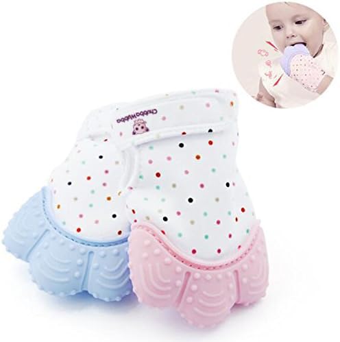 teething toy baby teething mitten silicone blue pink green orange not amber necklace ring chubba wubba (pink)