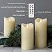 GiveU Moving Wick Flameless 10 Key Remote & Timer 3-Inch by 5/6/7-Inch Set of 3 Pillar Led, Battery Candles Flicker, Ivory, Ivory