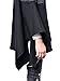 Demetory Men's Color Block Oversized Batwing Sleeves Hooded Poncho Cape Black XX-Large