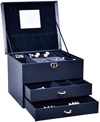 Bamboo Jewelry Box and Jewelry Organizer Watch Storage Jewelry Organizer Mirrored Storage Display Case Gift for Mom (NX0010-C1)