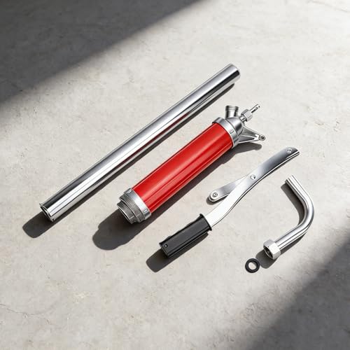 Lever Pump for Oil Drums 15-55 Gallon Drum, Flow 28L/Min, Red Manual Barrel Pump with 45-88cm Retractable Oil Tube for Fuel Oil Extraction