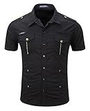 Shirts, Cokle Men Short Sleeve Casual Slim Fit Button Down Cargo S-XXXL