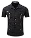 Shirts, Cokle Men Short Sleeve Casual Slim Fit Button Down Cargo S-XXXL