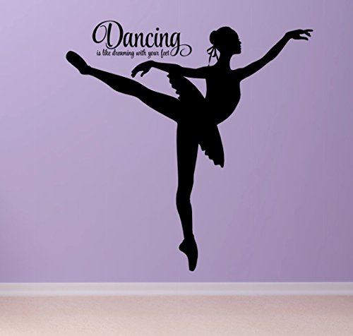 image for Vinyl Written Dancing Ballerina Girl Wall Decal, Large 36