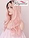 K’ryssma Ombre Pink Lace Front Wigs - Long Wavy Glueless Synthetic Hair 2 Tones Dark Roots to Baby Pink Wig Heat resistant 22 inches