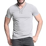 MODCHOK Men's Short Sleeve Henley Shirts Casual Tops T With Button