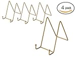 BOVADO USA Pack of 4 Brass Plate Stands Decorative Counter Top Displays for Kitchenware - 6 x 6 x 3 Inches
