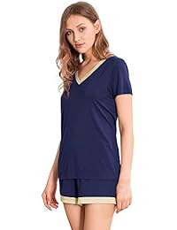 GYS juego de pijama con cuello suave en vy pantalones cortos, para dama.