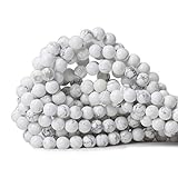 Qiwan 45PCS 8mm Gorgeous Natural White Howlite Round Beads Gemstone Loose Beads for Jewelry Making 1 Strand 15"