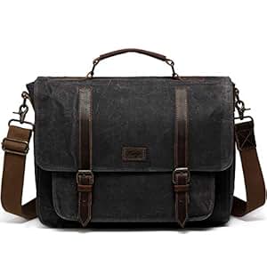 Mens Messenger Bag, Kasqo Water Resistant Waxed Canvas