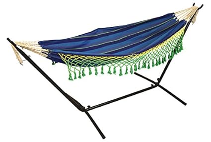Hang It The Hammock Store Double Canvas Hammock With 9ft Steel Hammock Stand ,Ocean Blue