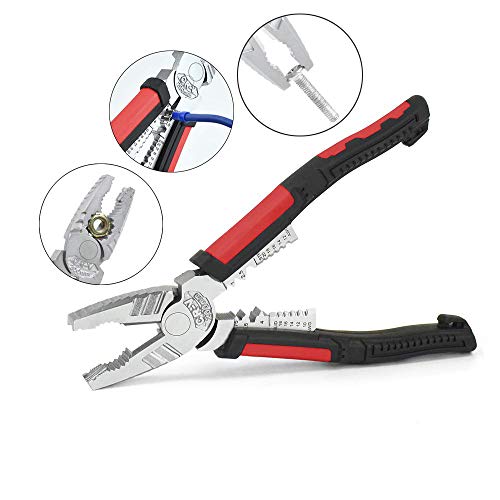 Linesman Pliers Multi-function Combination Pliers, Quickly Screw Extractions, 8-inch Portable Heavy Duty Pliers with Wire Stripper/Crimper/Cutter/Gripping Function, 5 Ways Crimping, Heavy Duty Pliers - Thumbnail 7