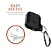 URBAN ARMOR GEAR UAG Compatible with AirPods (1st Gen & 2nd Gen), Full-Body Protective Rugged Water Resistant Soft-Touch Silicone Case with Detachable Carabiner, Black/Black, 10185E114040