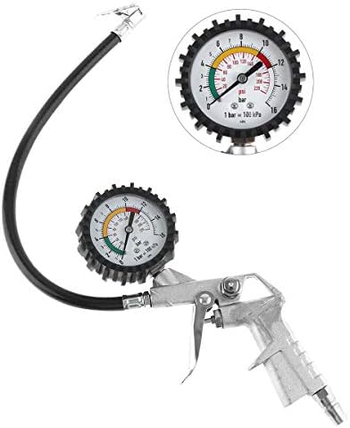 スポンサー プロダクト エア チェッカー タイヤ ゲージ 空気圧 自動車 バイク用 空気入れ メーター付き エアー 最大測定値1600kpa 加圧 タイヤ交換 プロ用 測定 コンプレッサーで使用可能 割引 ホース付き 減圧