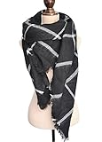 Women's Large Tartan Scarf Shawl Stole Plaid Checked Acrylic Cowl Orange