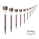 Sunwind 12-Pack Solar-Powered Stainless Steel Led Pathway Garden Lights for Outdoor Décor Lawn,Patio,Yard,Walkway,Driveway (Copper)